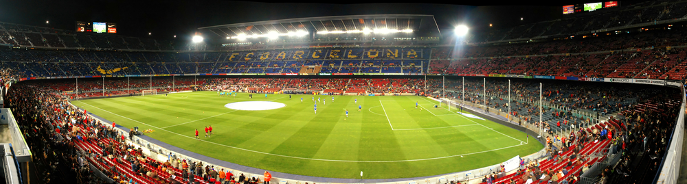 A football tournament. The Camp Nou stadium in Barcelona, Spain.